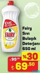 FAİRY SIVI BULAŞIK DETERJANI 650 ML fiyat ve kampanya bilgisi